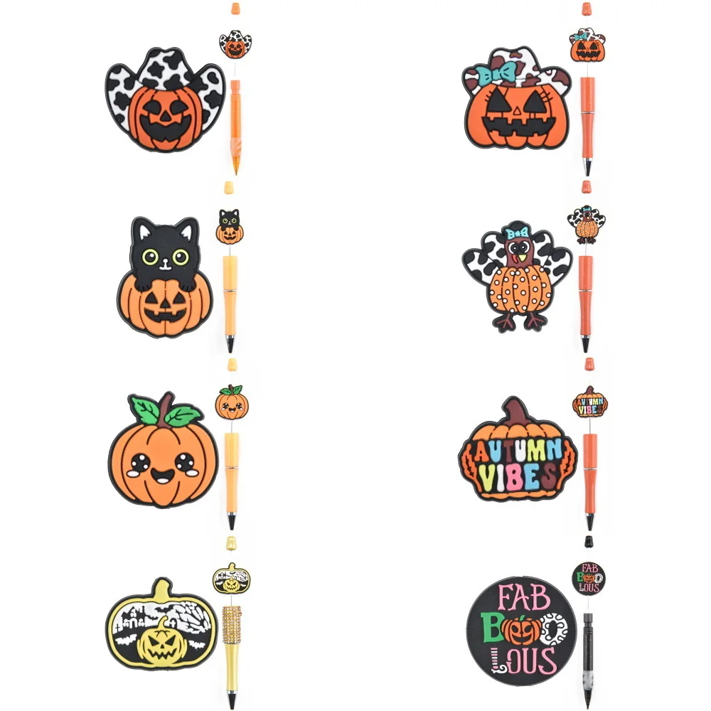 

1pcs Cartoon Pumpkin Beads Of Pens Cute Cats Focal Beads DIY Kids Stationery Beadable Beads Boys Girls Party Favor