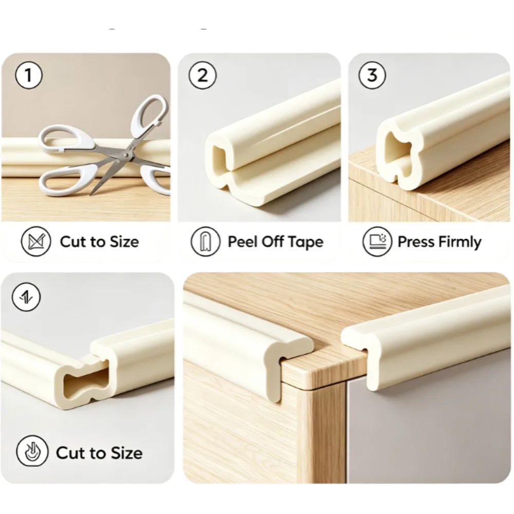 1PC Self-Adhesive Corner Bumper – Soft Shock-Absorbing Pad for Wall, Table & Cabinet, Durable Home Protection