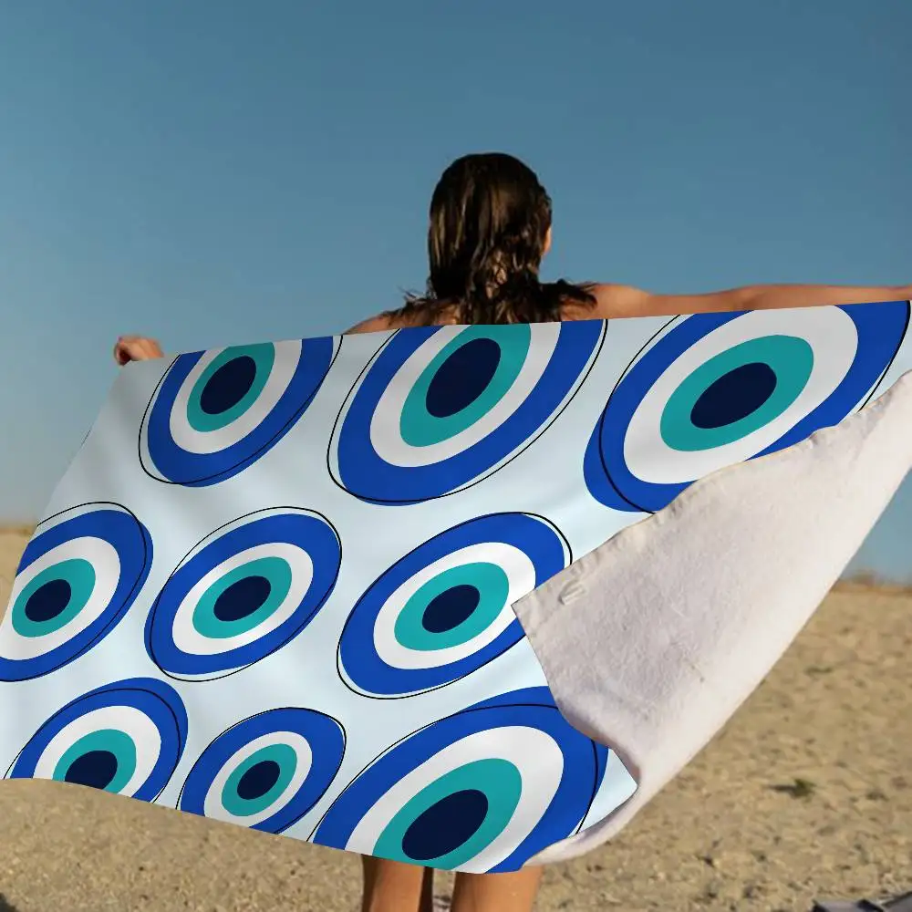 Trendy Boho Evil Eye Microfiber Beach Towel Absorbent Quick dry Soft Yoga Swimming Resort Mountain Climbing Towel