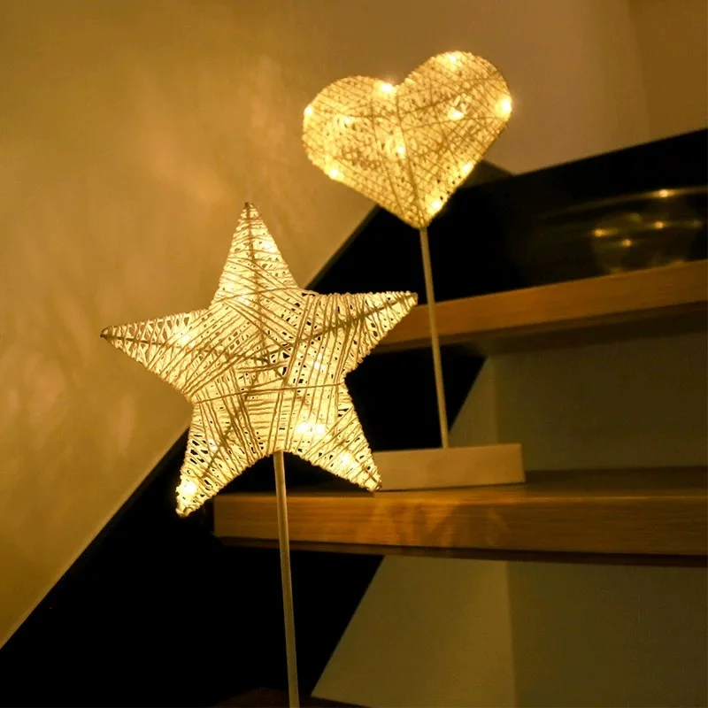 Christmas Decoration Colorful Lights Moon Star Heartshapd LED Christmas Romantic Soft Night Light Iron Table Lamp New Year Light