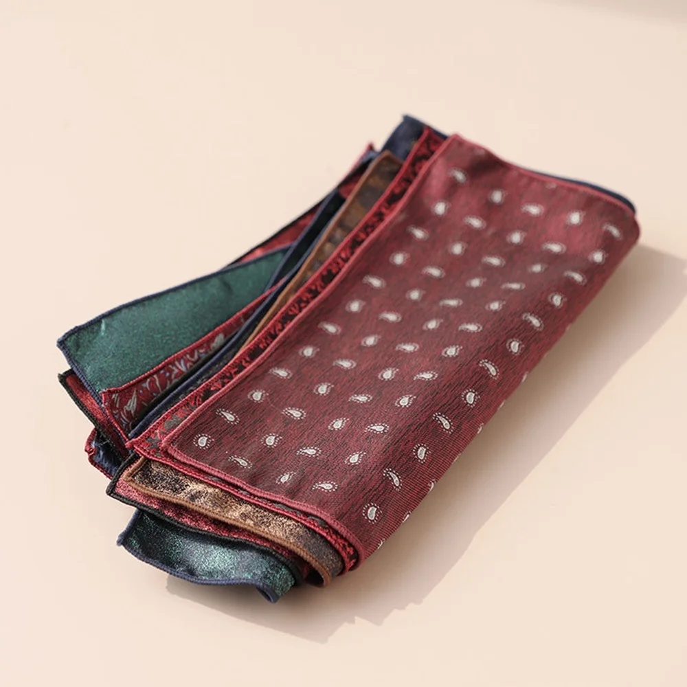 Colorful Mens Pocket Square Multicolor Dot Paisley Classic Wedding Handkerchief Business Jacquard Hanky