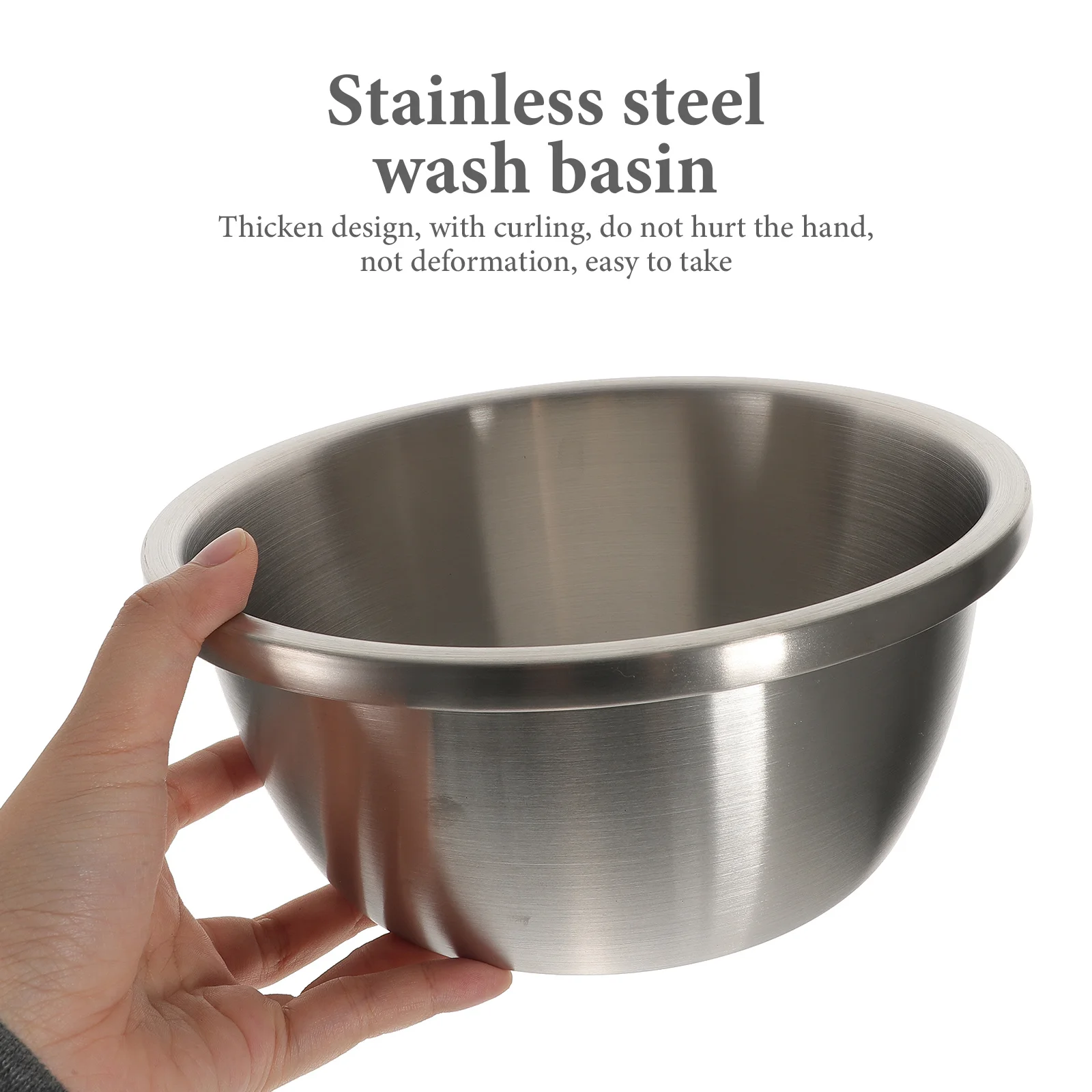 

20Cm Stainless Steel Washing Basin Thickened Vegetable Draining Bowl Kitchen Sink Salad Mixing Bowl Dishwasher Safe