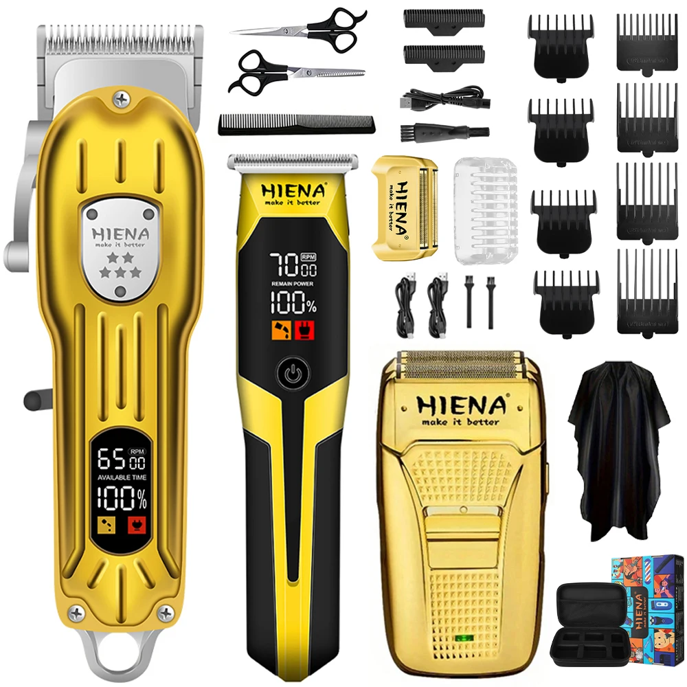 HIENA Professional Salon Hair cutting machine three-piece set USB-charged trimmer offers options for home applications clipper