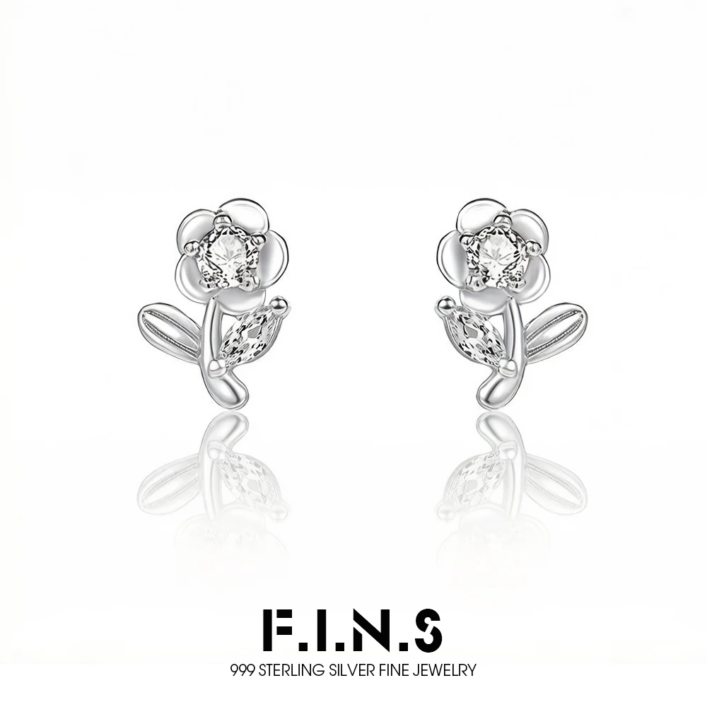 

Серьги-гвоздики F.I.N.S S999 из стерлингового серебра с цирконием в форме мини-цветка, женские, корейский стиль, простые, маленькие, гипоаллергенные, изысканные ювелирные изделия