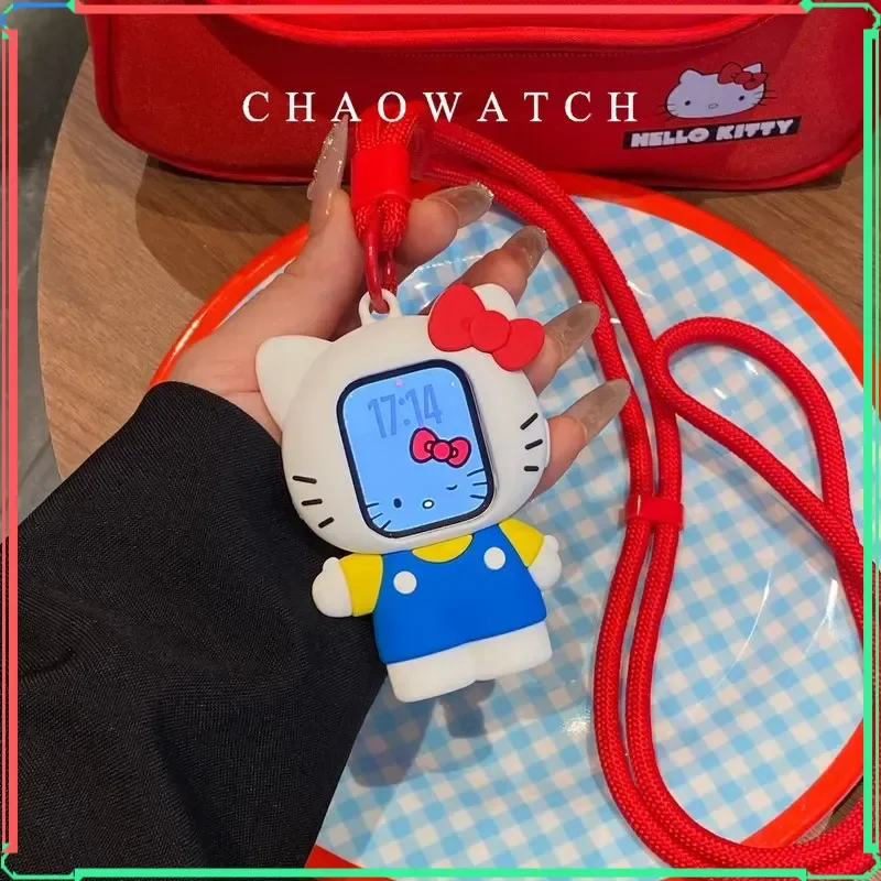 Funda protectora de silicona suave con correa de Hello Kitty para Apple Watch Series 11 10 9 8 7 6 SE, cubierta protectora bonita, en stock.