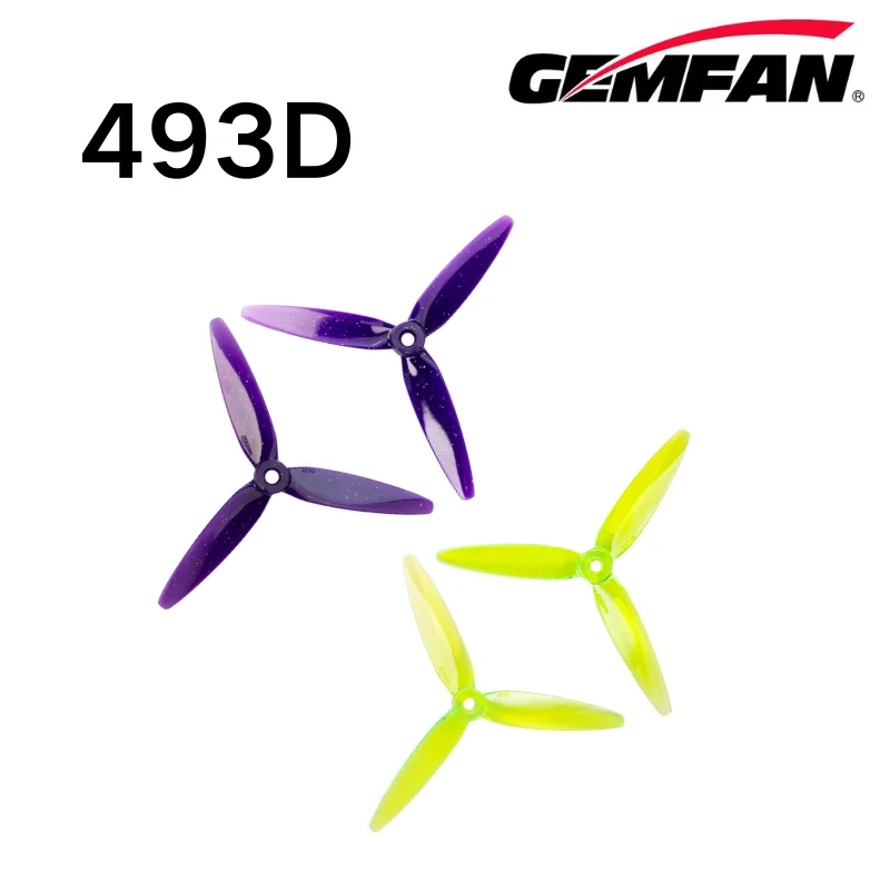 

493D пропеллер Gemfan с 3 лопастями, реквизит для 3D фристайла, летающих гривалов, дронов, ПК, CW CCW Racing, 4,9 дюйма, детали для радиоуправляемых дронов, 4 пары/8 шт.