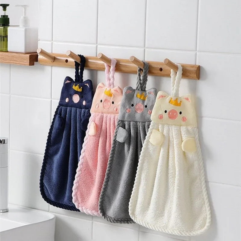 (25*35cm) Cute Pig-Shaped Hand Towel, Hangable Style, Kitchen Lazy Cleaning Cloth
