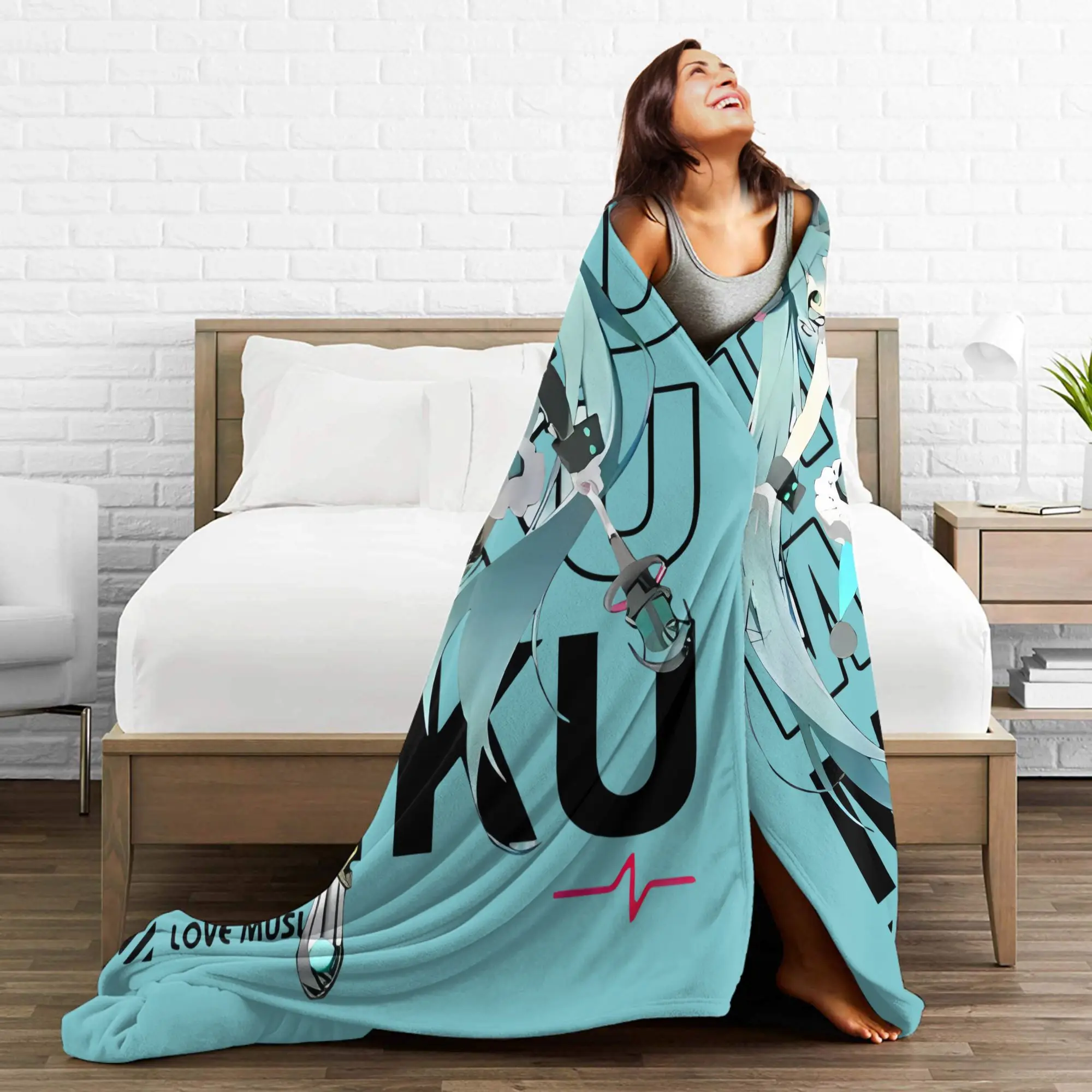 Hatsunes Mikus غطاء بطانية Vocaloid الصوف رمي بطانية غرفة نوم أريكة مطبوعة لينة الدافئة Bedsprea ،