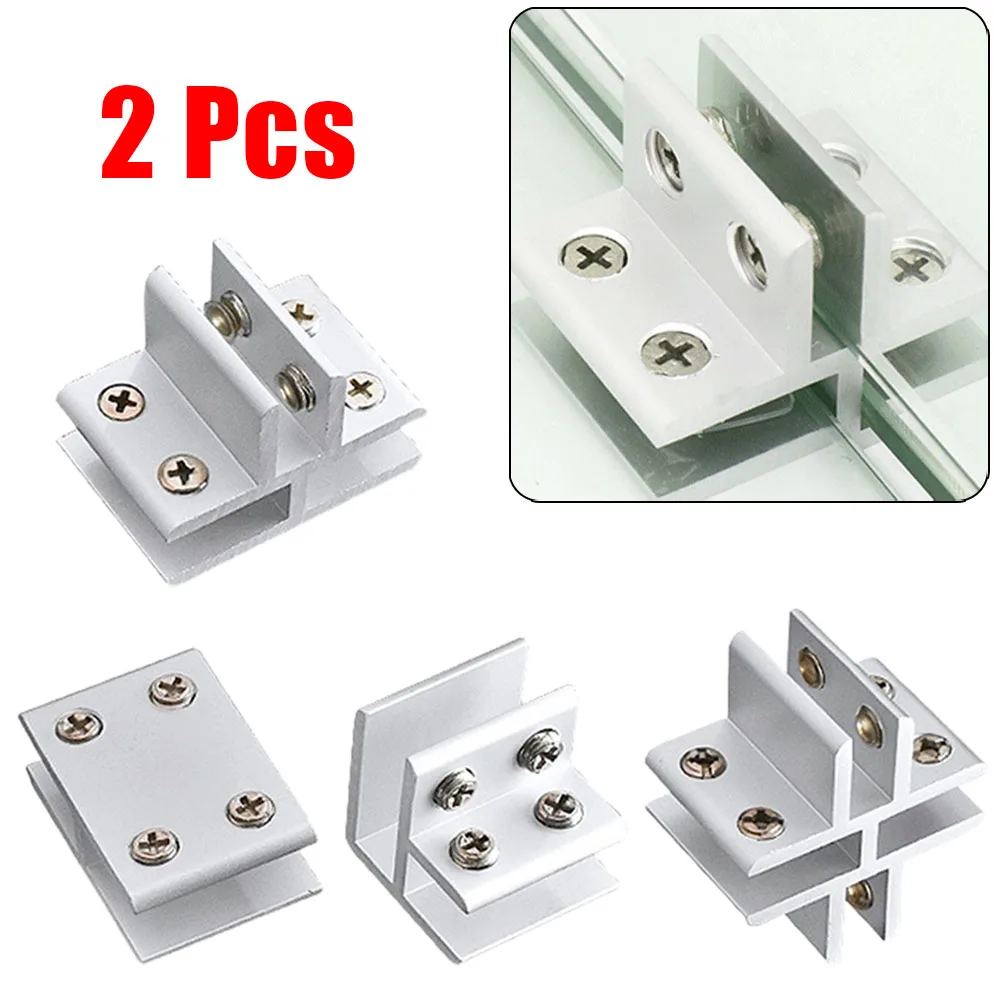 2PCS  Glass Clamps For Handrails Shelves Holder Corner Bracket Clamp Aluminum  10-12mm Glass Clips 4 Sizes Fixed Fitting