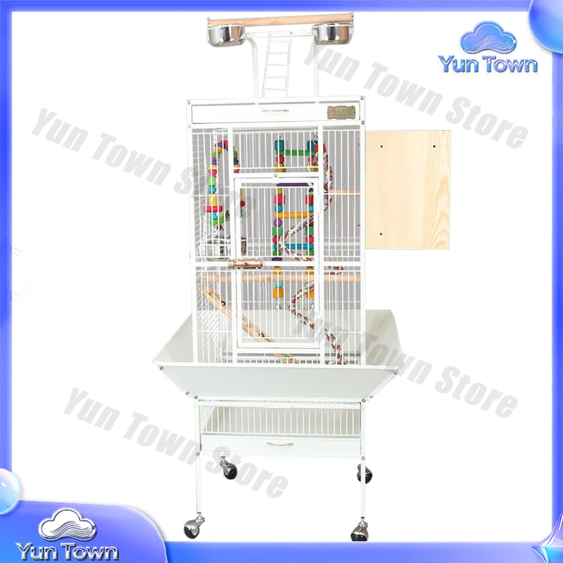 High-End Metal Luxury Birdcage for Parrots New Home Bird Breeding Cage with Button Closure Solid Pattern Box Packing for Pets