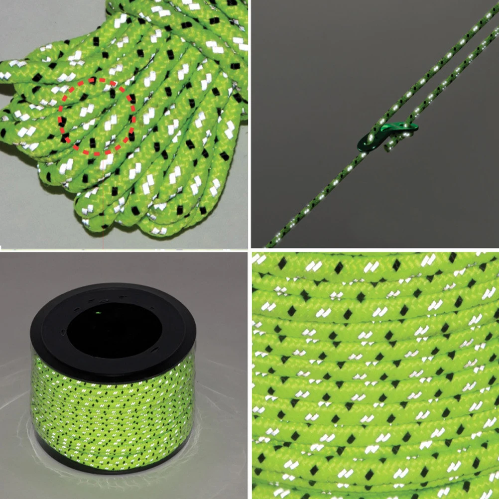 

50M/4mm Outdoor Use Reflective Rope Tent Fixed Rope Guy Lines Bright Color Clothesline Rope for Camping Outdoor (Light Green)