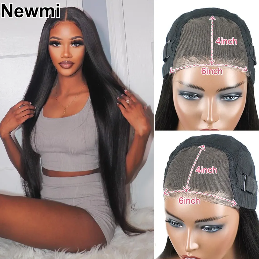 

Newmi Straight Glueless Wig Human Hair Ready to Wear 6x4 Lace Front Human Hair Wigs Glueless preplucked Human Wigs Reay to Go