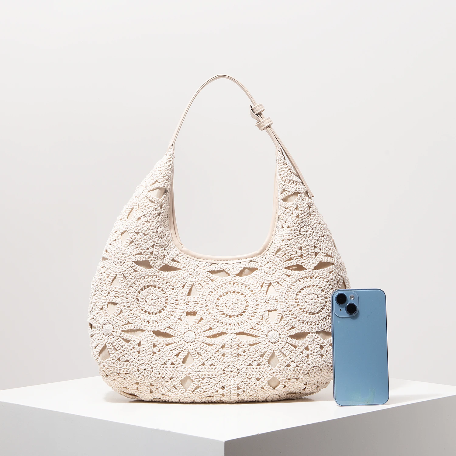 Tas Anyaman Berongga Pola, Tas Pantai Boho, Tas Bahu Gaya Premium untuk Wanita, Pakaian Liburan Wanita, Wajib Dimiliki Perjalanan