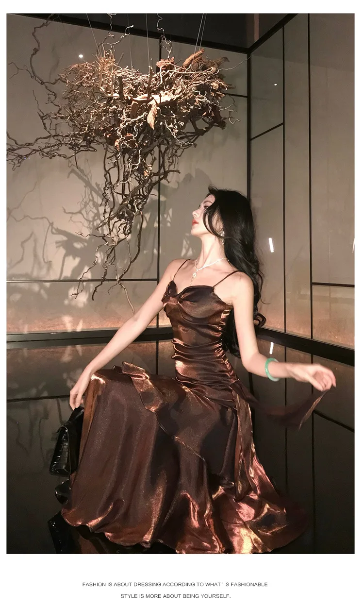 فستان نسائي أنيق مكشكش مثير فستان سهرة لحفلات أعياد الميلاد وحفلات الزفاف وحفلات التخرج فساتين طويلة رداء نسائي