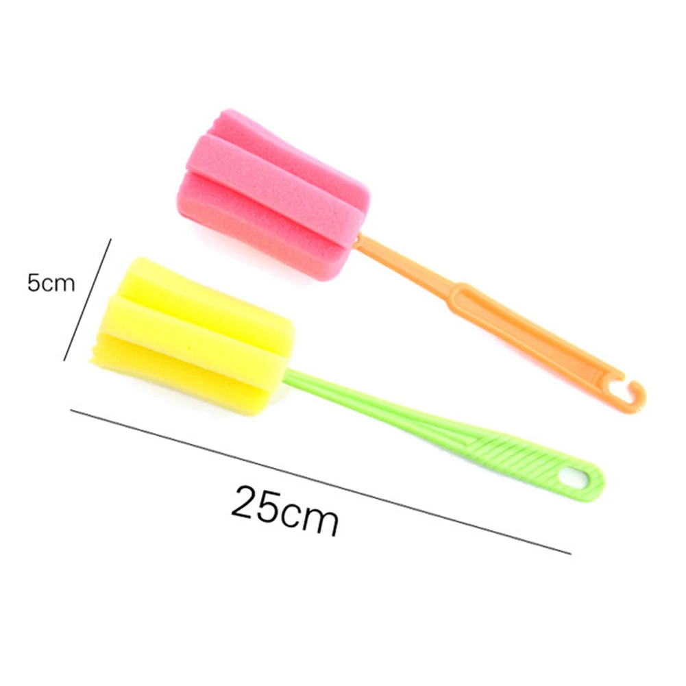 3pcs Sponge Cleaning Brush Home Kitchen Cleaning Accessories Long Handle Brush Bottle Cup Glass Washing Clean Tool Cleaner Brush