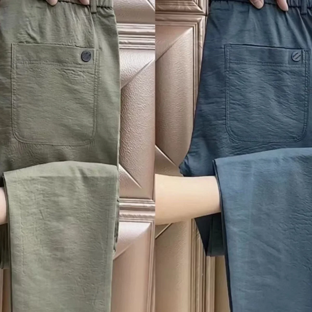 Men's Summer Thin Cotton Linen Pants Loose Straight Casual Nine Point Trousers Breathable Comfortable Lightweight Faionable