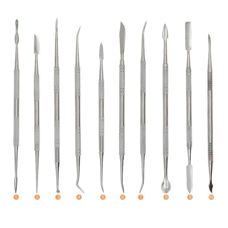 10Pcs Dental Carving Plaster Knife Spatula Stainless Steel Versatile Teeth Wax Carver Sculpture Blade Dentistry Supplies