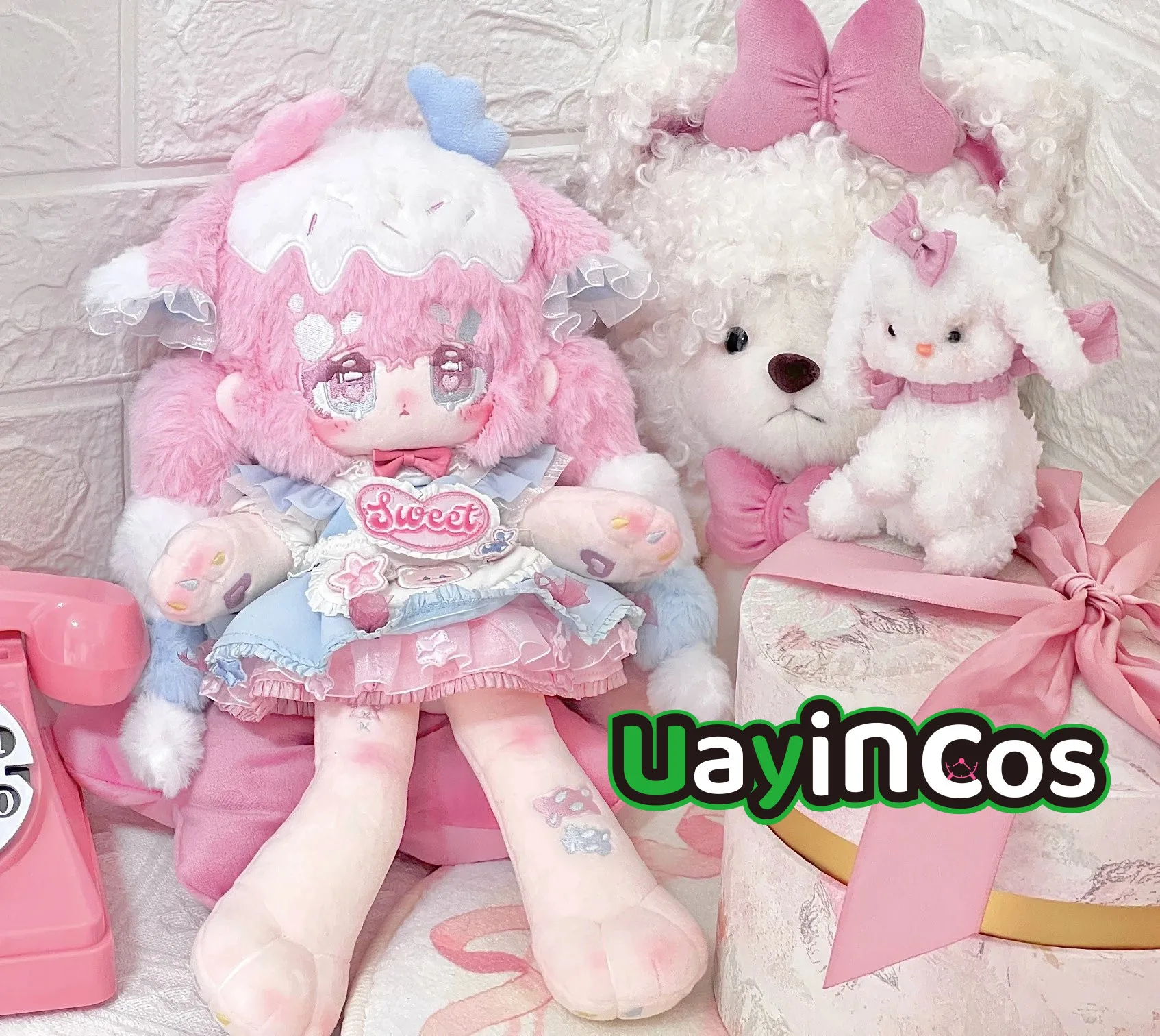 Anime Angel Elf Monster Cotton Candy Pink Hair Girl Stuffed 30cm Long Legs Plushies Plush Cotton Doll Body Toy For Kids Gifts