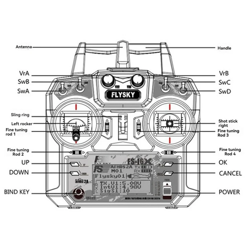 Transmissor FLYSKY FS-I6X 6-10CH RC com receptor IA10B para helicóptero de avião RC FPV Racing Drone