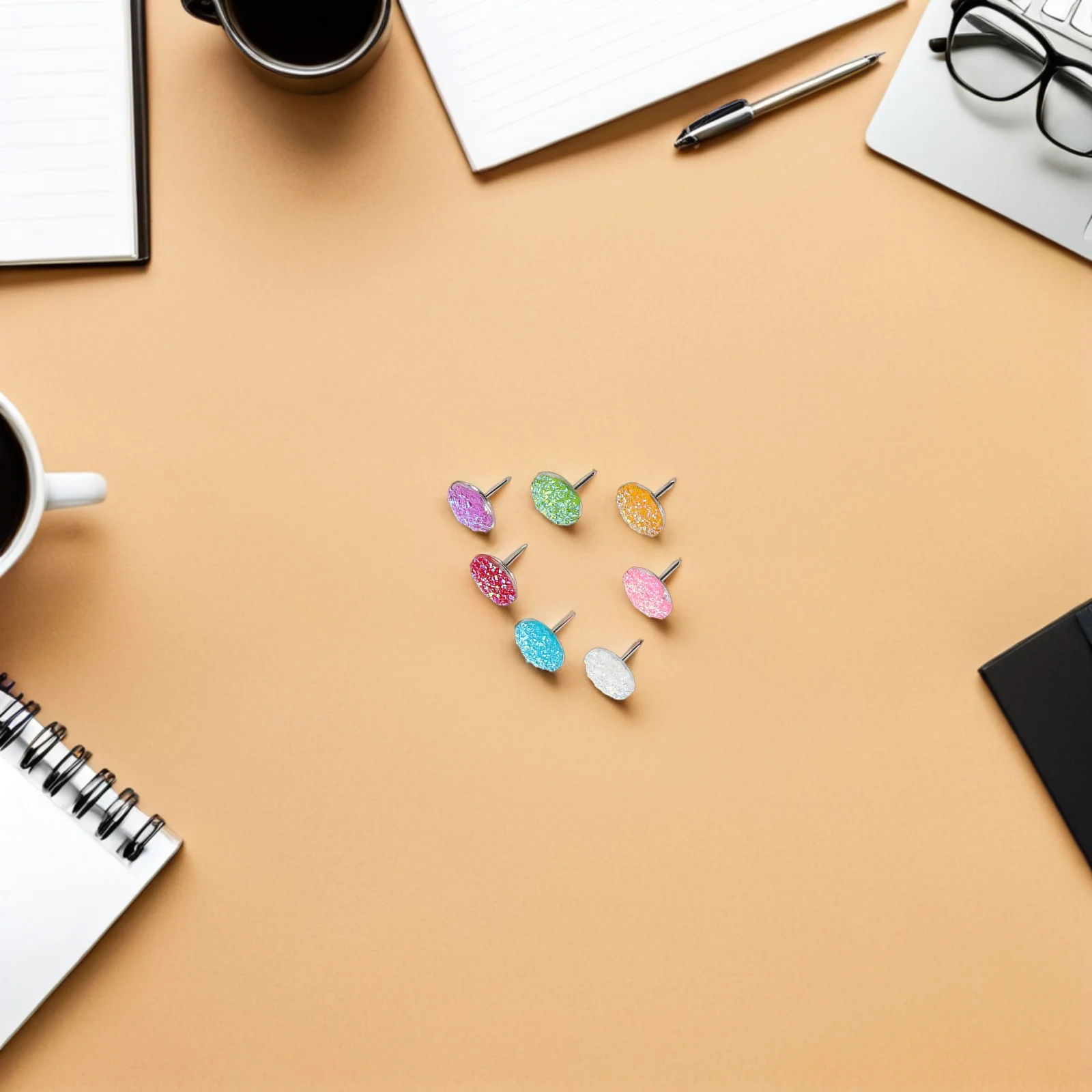 

50Pcs Rhinestone Resin Thumbtacks Decorative Glitter Push Pins for Cork Board Bulletin Wall Display Office Home School Map