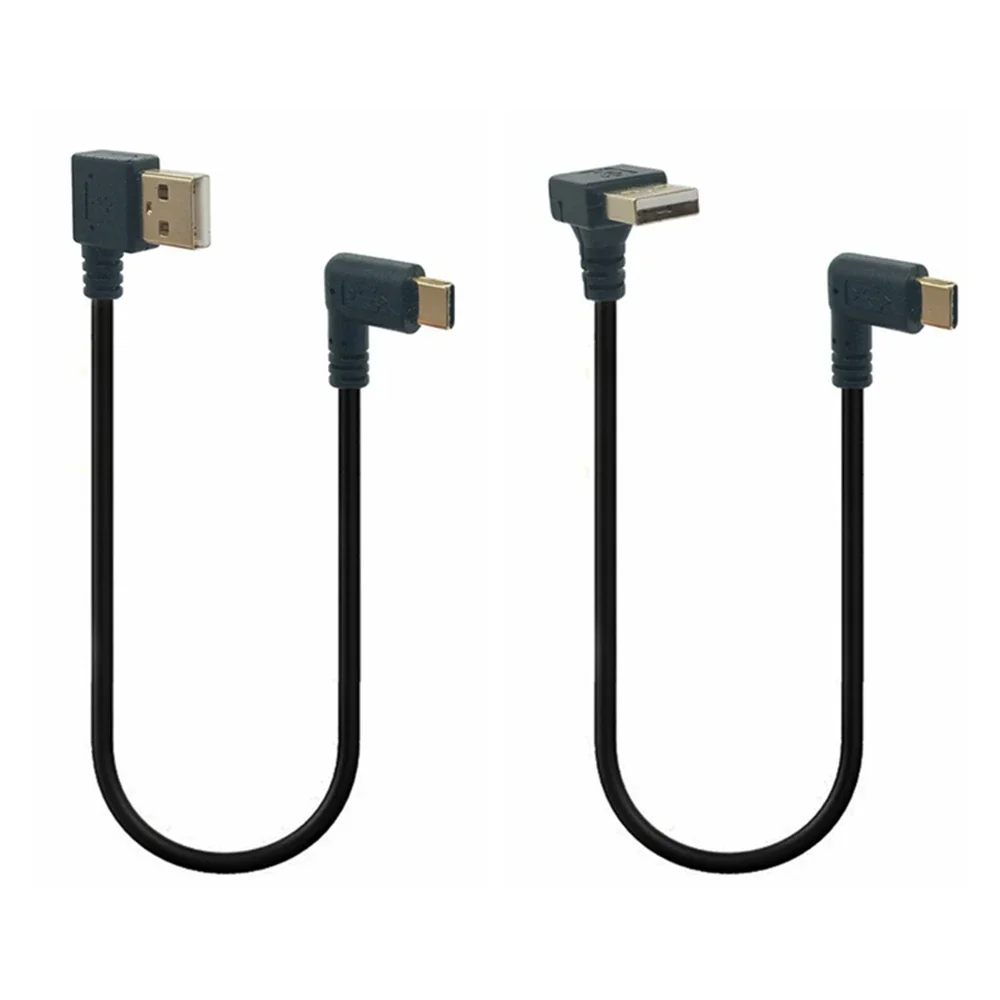 

GOLD Coated Bottom Angle USB 2.0 (Type A) Plug to USB 3.1 (Type-C) Male Left, Right Angle USB Data Sync, Charge Cable Plug