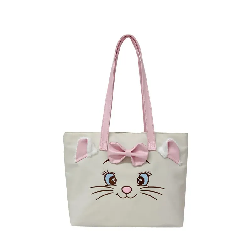 

Disney Marie Cat Canvas Shoulder Tote Bag for Women Girls Large Capacity Fashionable Durable Student Commute Daily Use Travel