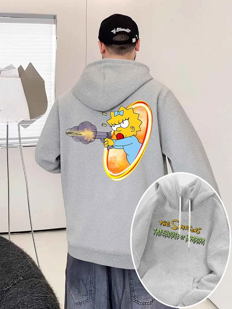 سيمبسون المعتمد التعاون ليزا بندقية عقد طباعة نمط المألوف مقنعين البلوز طويلة الأكمام مقنعين البلوز #2