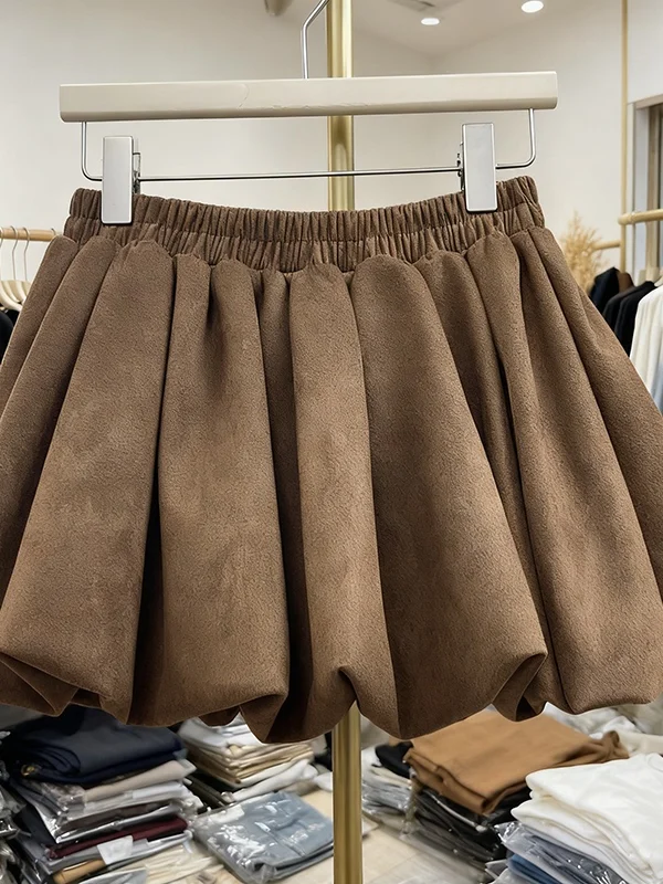

Women's A-Line Skirt Spring Autumn Winter Floral Print Faux Suede Fabric Puffy f-length Skirts Sli Versatile