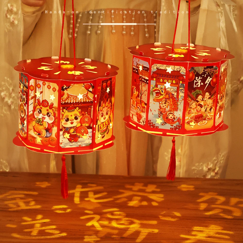 Red Chinese Festival Lantern Traditional Hand Made Paper Lanterns New Dragon Year Festival Lantern DIY Chinese For Home Holiday