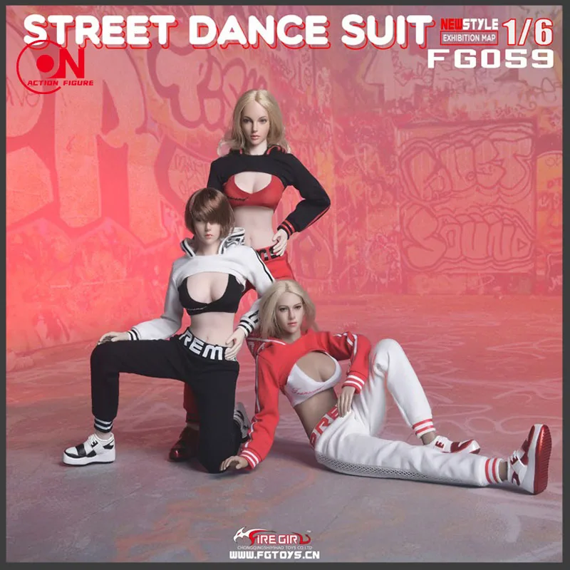 

Fire Girl Toys 1/6 Scale female clothes FG059 Street Dance Suit clothing set with shoes for 12" action figures body model