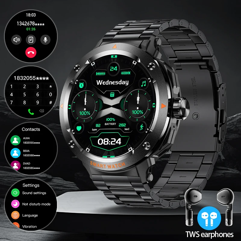 

LIGE 2 In 1 TWS Headset Smartwatch Men Bluetooth Call Earphone Smart Watch Women Sport Fitness Heart Rate Monitoring Music NFC