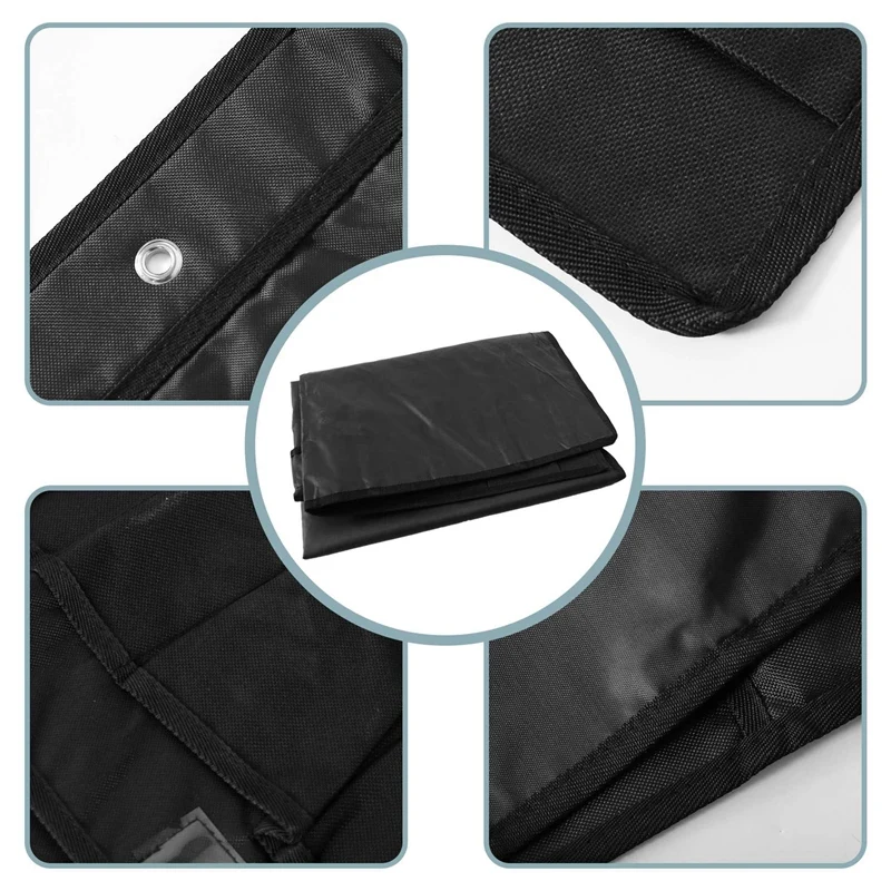 Organizador de arquivo pendurado com crachá, bolso de armazenamento de parede preta, 4 cabides, ótimo para escola, escola, h, 20