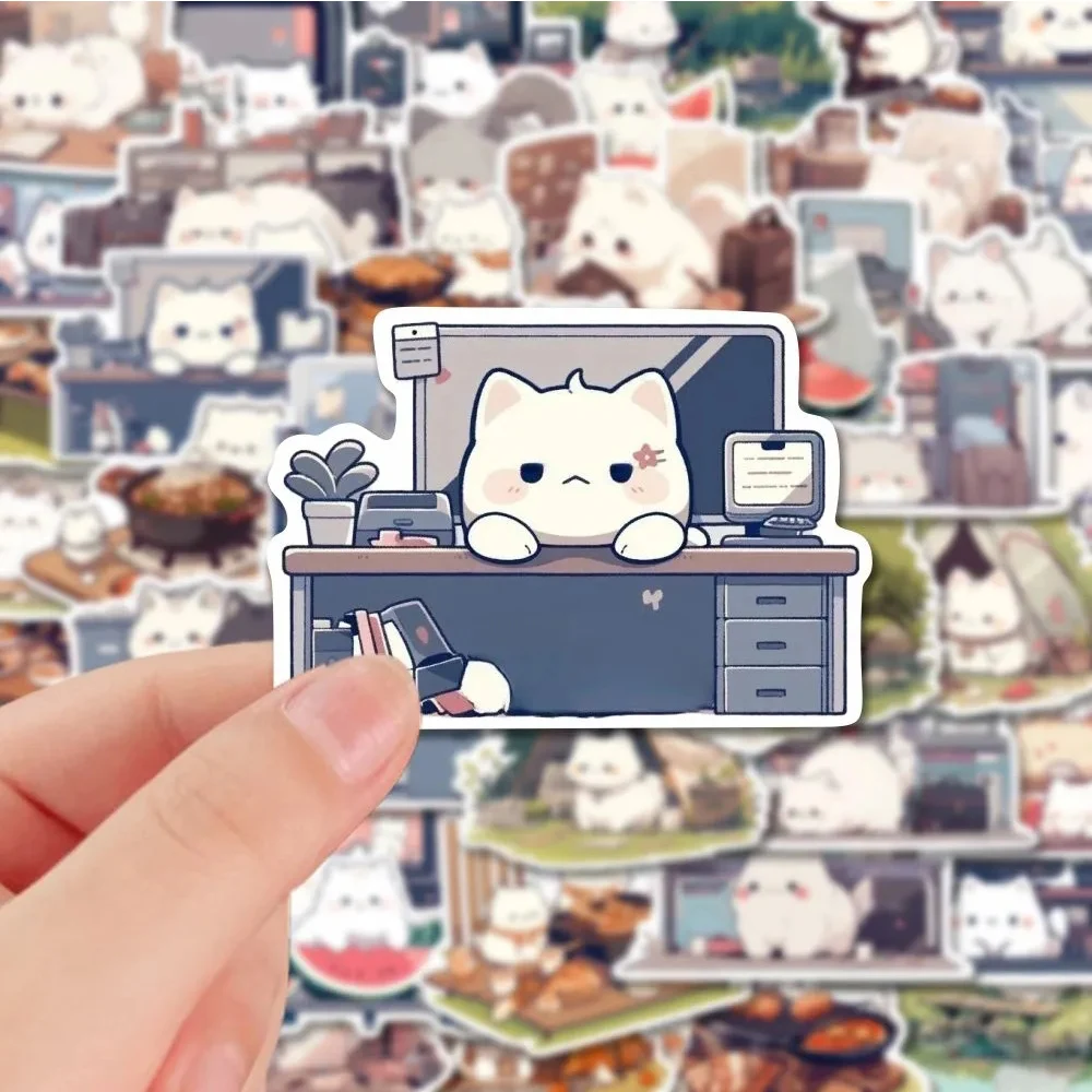 10/30/54 sztuk Kawaii zwierząt koty naklejki estetyczne naklejki dekoracyjne wodoodporne DIY telefon Laptop wodoodporna śliczna naklejka dla dzieci