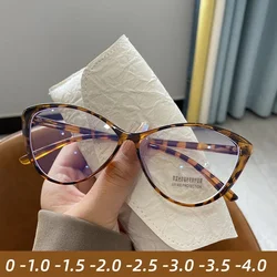 Trend w modzie Minus Diopter Okulary krótkowzroczności dla kobiet Mężczyźni Retro Cat Eye Frame Myopia Okulary korekcyjne Dioptria od 0 do -4,0