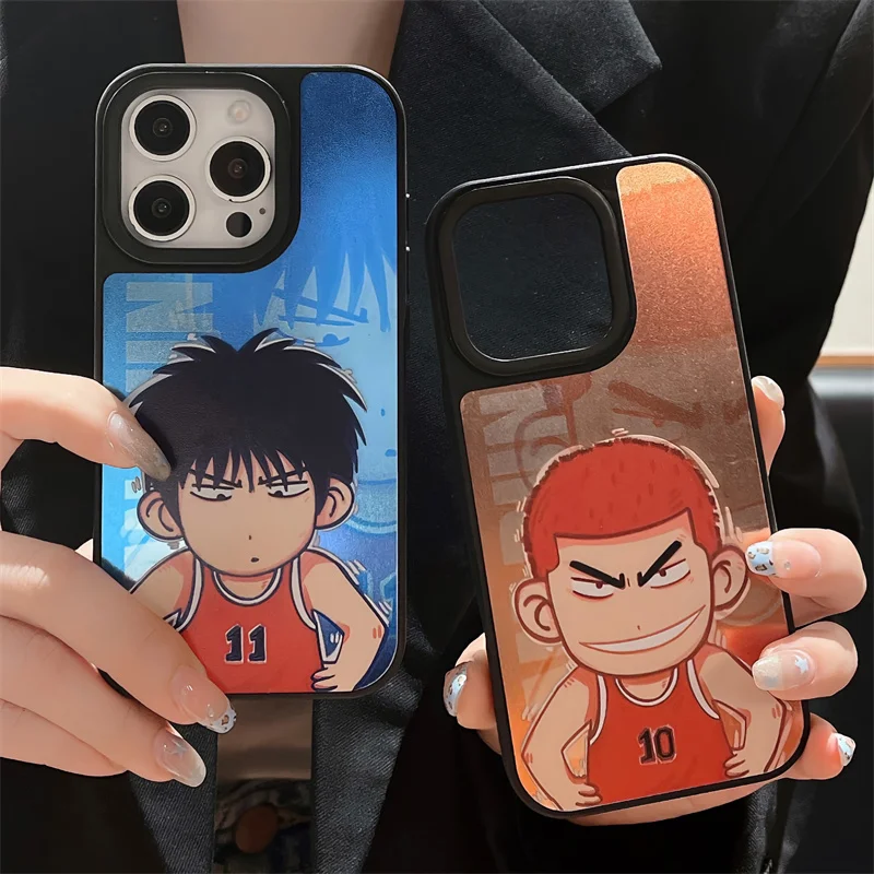 Cute Anime Cool Slam Dunk Phone Case For Apple iPhone 13 14 15 16 Pro Max Basketball Black Shockproof Protection Back Cover