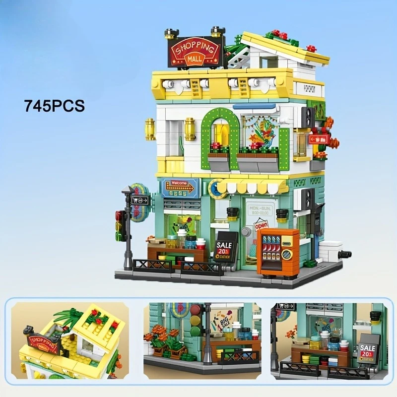 City Shop Street View Kit di blocchi di costruzione Mini blocchi di mattoni Giocattoli da costruzione Architettura Casa Negozio Modello Idea Regali