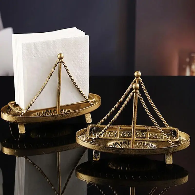 

Napkin Dispenser Boat Shaped Napkins Holders Stand for Table Farmhouse Hand Towel Storage Tray for Counter Dining Cafe Bathroom