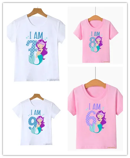 

Kawaii Girls T-Shirt Cute Girls Birthday Numbers 2-10th Print Girls Birthday T Shirt Summer Kids Tshirt For Kids Birthday Party