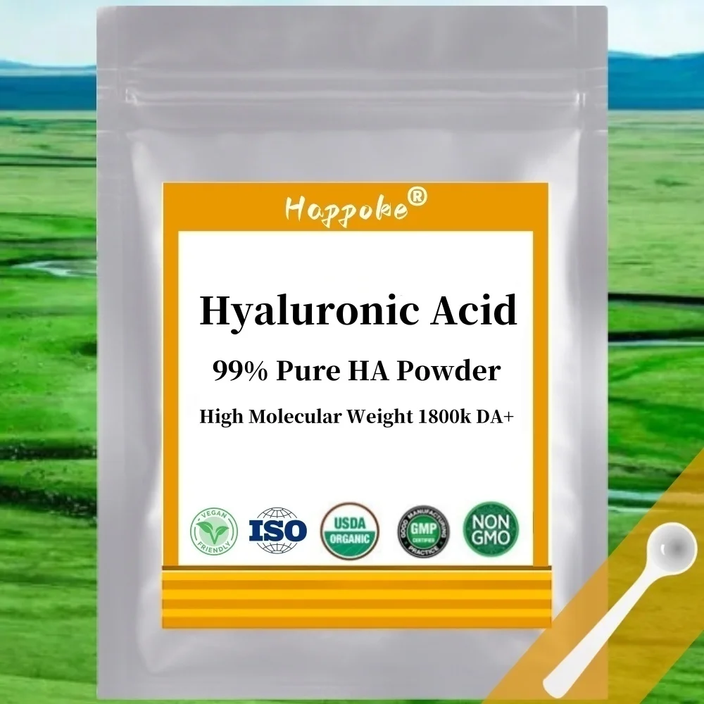 99% Hyaluronic Acid Serum Powder HA,High Molecular Weight Sodium Hyaluronate 1800k DA+, Moisturizing Whitening Skin,Anti-aging