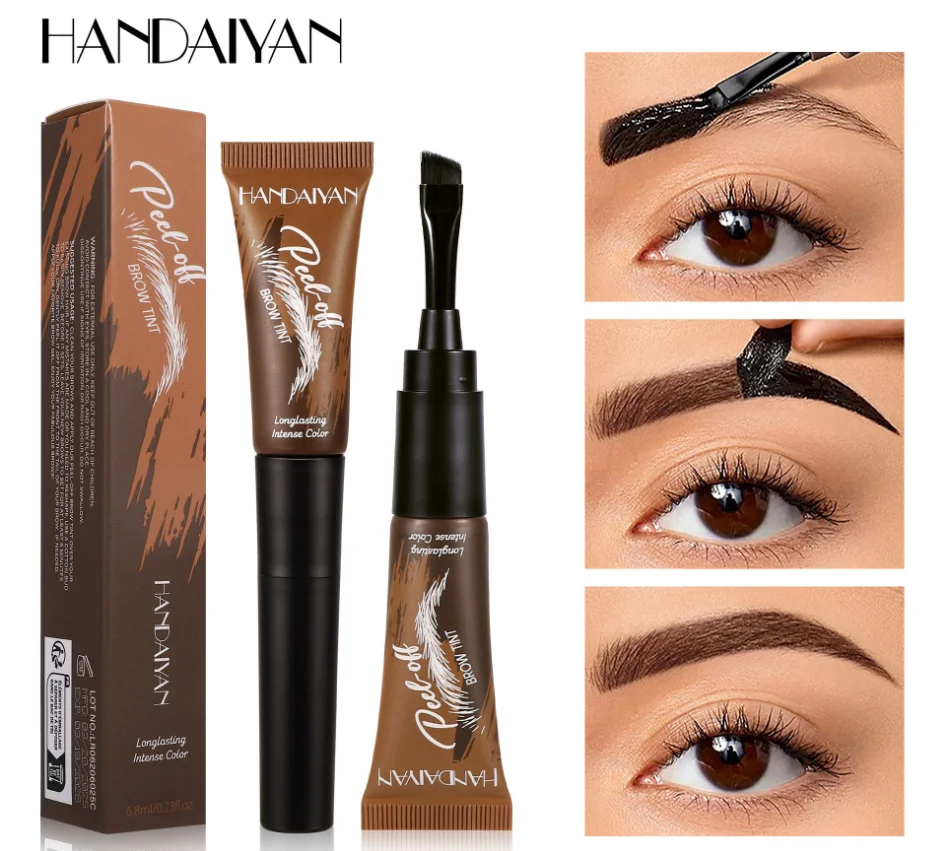 Tear-off eyebrow gel, 3-color eyebrow dye, non-fading eyebrow liquid, semi-permanent eyebrow pencil, color-fast.