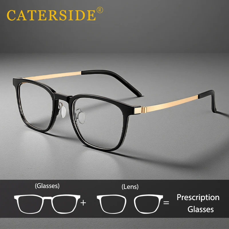 

CATERSIDE Vintage Square Reading Glasses for Men Tr-90 Frame Titanium Legs Custom Optical Glasses Anti Blue Light Daily Eyewear