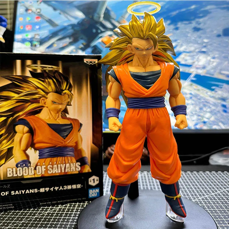 

Spot Bandai очки завод BOS гальванический цвет 19 см Super Saiya 3 Sun Wukong модель персонажа фигурка детский подарок