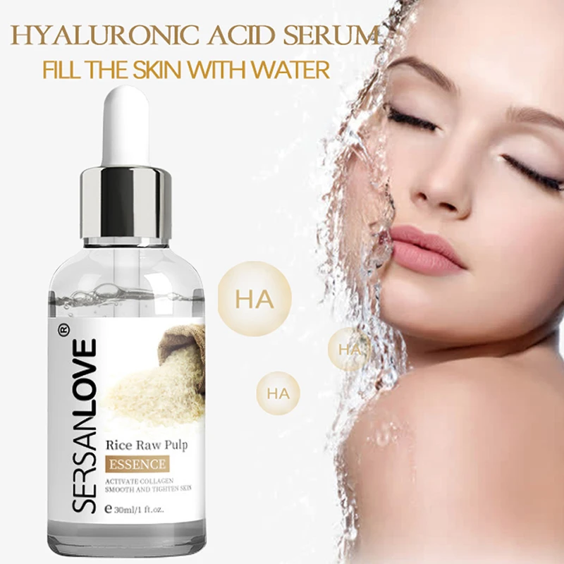 30ml White Rice Face Serum Hyaluronic Acid Liquid Essence Shrink Pore Moisturizing Whitening Nourishing Skin Care skin care