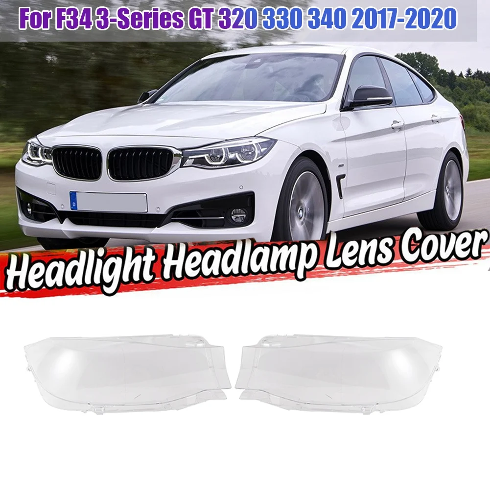 LH&RH for F34 3-Series GT 320 330 340 2017-2020 Car Headlight Lens Cover Lamp Shade Lens Headlight Shell Cover