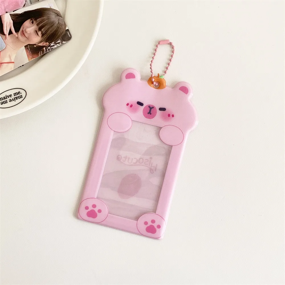 Kawaii PVC Puppy Card Sleeve Capybara Key Chain Card Protective Case Korean Style Bag Pendant Bus Card Holder Lady