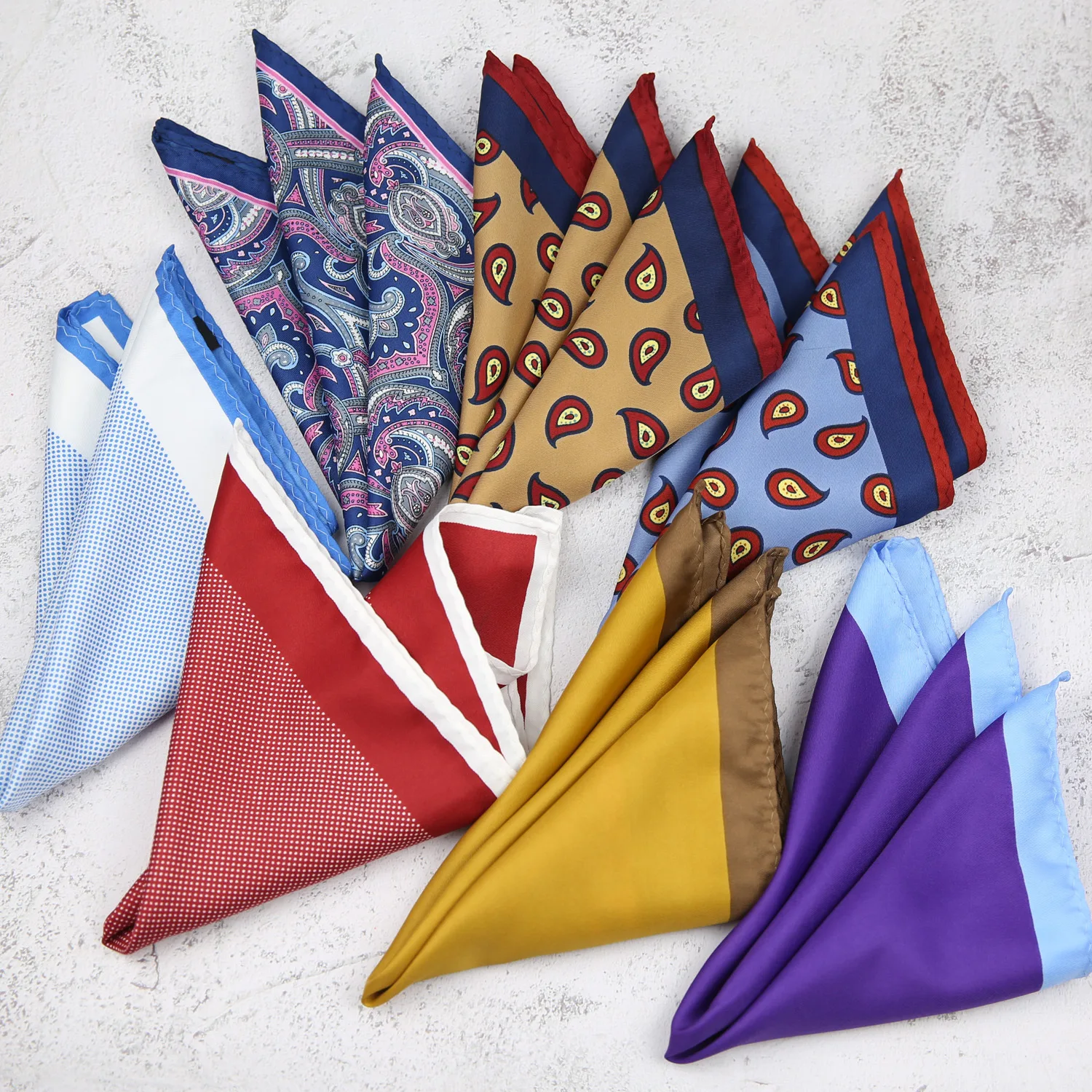 Linbaiway Pocket Square Hanky for Men's Paisley Floral Printed Handkerchiefs Pocket Square Chest Towels for Party Hankies