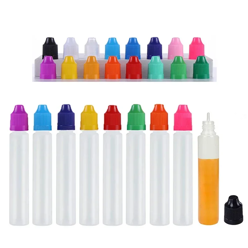 5 stks 30 ml 60 ml Plastic Druppelflesjes met Kindveilige Dop en Dunne Tips Inkt Vloeibare Applicator LDPE Pen Vormige Knijpbare Fles