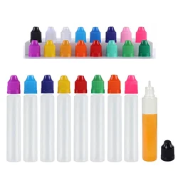 5pcs 30ml 60ml Plastic Dropper Bottles with Childproof Cap and Thin Tips Ink Liquid Applicator LDPE Pen Shaped Squeezable Bottle