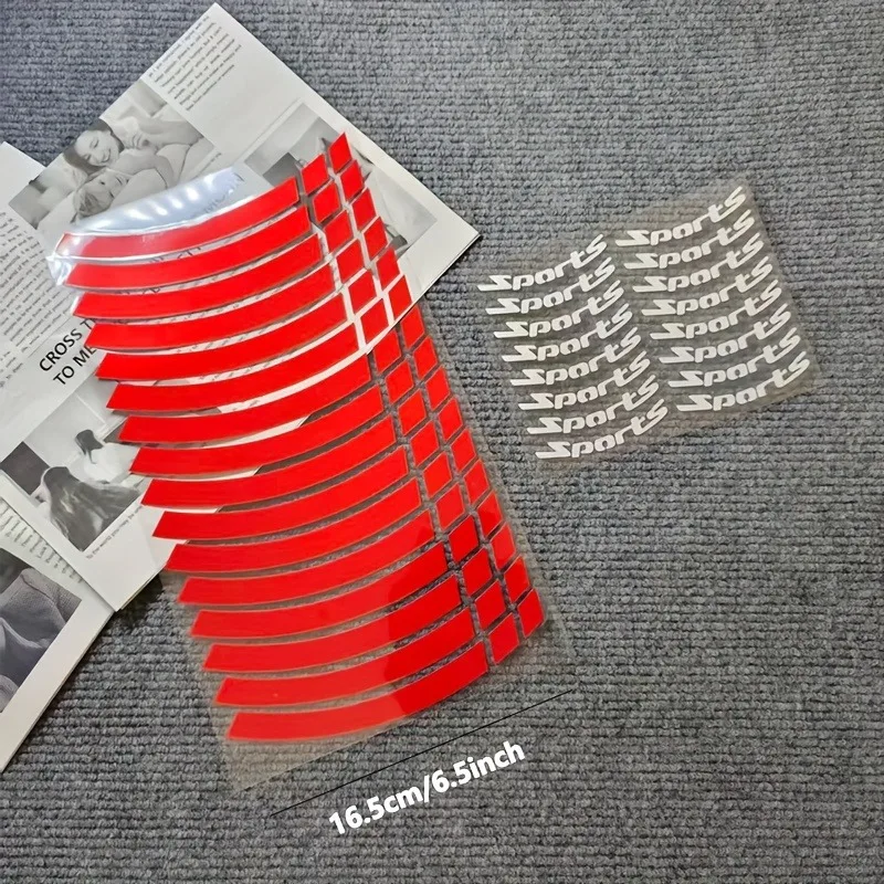 ملصقات عجلة عاكسة، شارات إطارات الدراجات النارية، حروف رياضية أوتوماتيكية مقاومة للماء من مادة PVC - مجموعة من 16 قطعة، ملصقات عجلة الدراجة النارية،