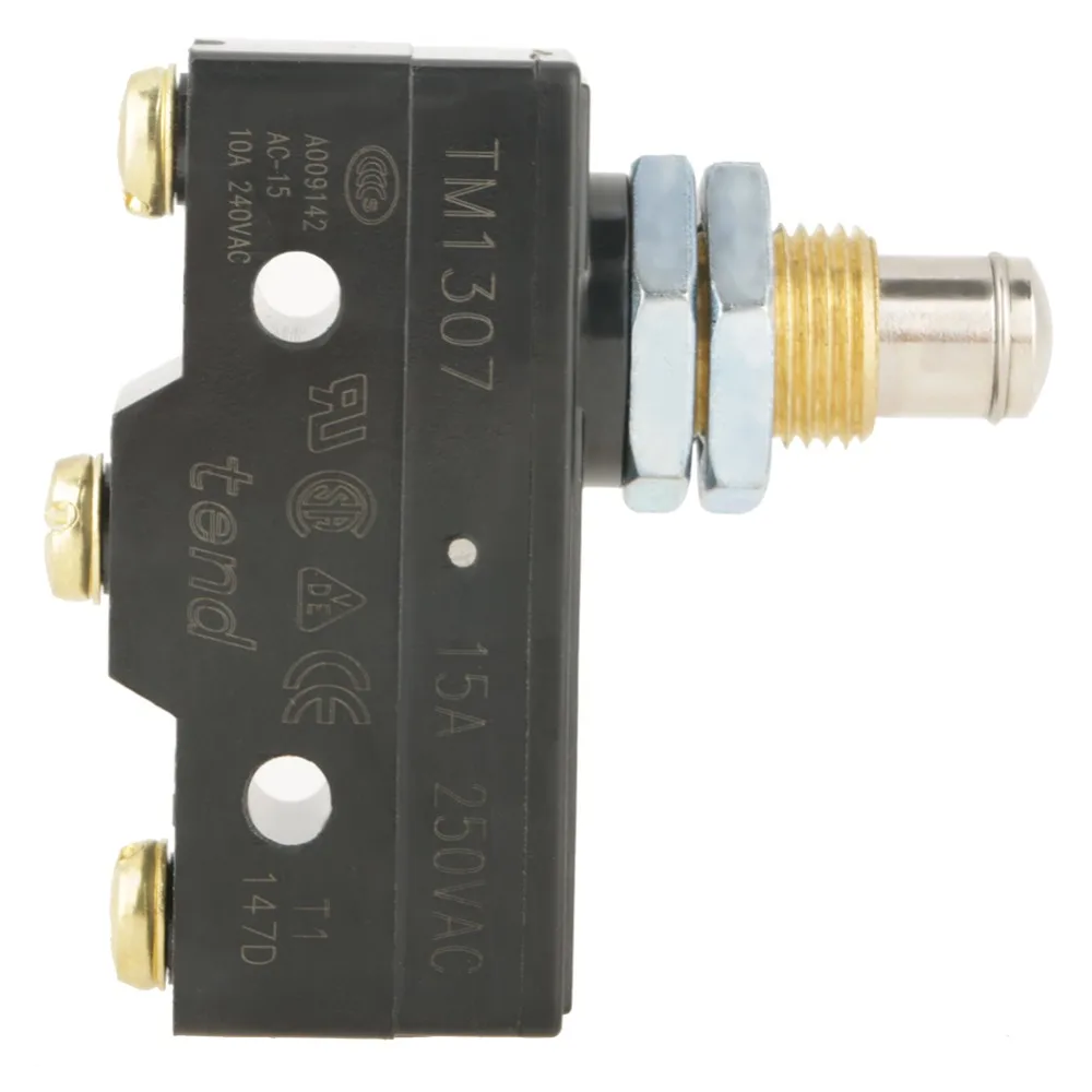 TM-1307 Micro Limit Switch Panel Mount 3 Screw Terminals Plunger Actuator Precision Durable Parallel Roller Plunger